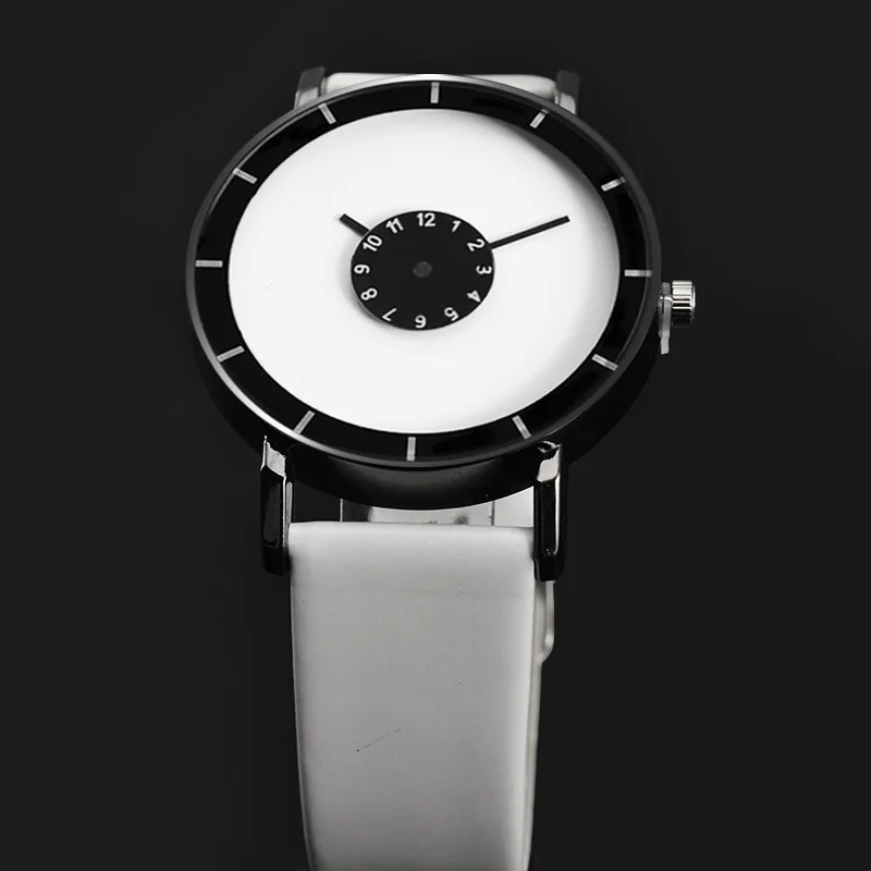 Модные креативные часы мужские кварцевые наручные с кожаным ремешком