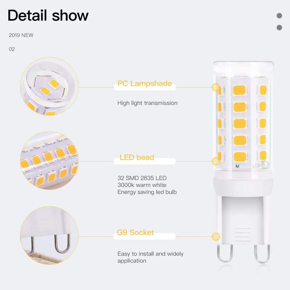 Керамика 9 пакет G9 светодиодный потолочный светильник 5W 32 SMD высокой яркости для