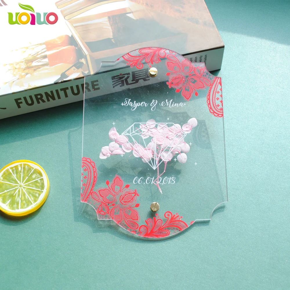 Элегантные прозрачные акриловые Пригласительные открытки с цветами 10 шт. | Дом и