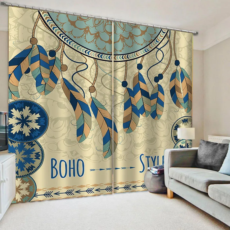 

Dreamcatcher Blackout Curtain for Living Room Boho Bedroom Curtain Black White Ethnic Window Treatment Drapes