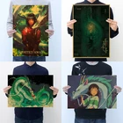 Классические знаменитые персонажи аниме Chihiro, маленькая девочка и дракон, ретро постер из крафт-бумаги, Декор, живопись, настенные наклейки