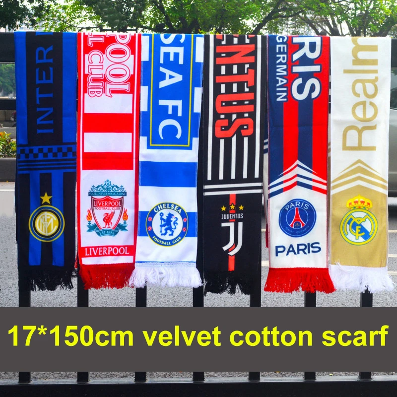 

Реал Мадрид Челси Ливерпуль шарф бархатный хлопок Париж Ювентус AC Милан футбольные фанаты рука
