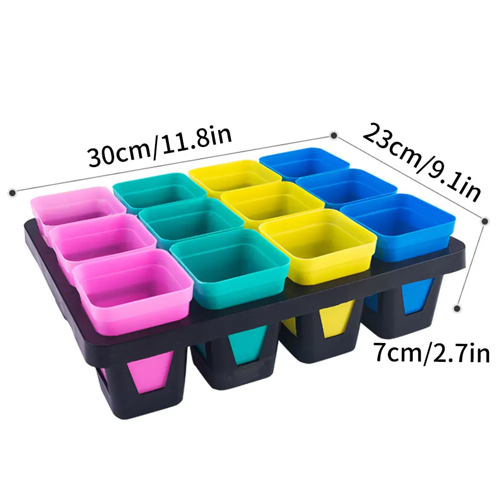 

High-Quality Colorful Square Plastic Plant Pots 12-Hole Seedling Trays With Drainage Holes For Decor Homes Offices Balconies