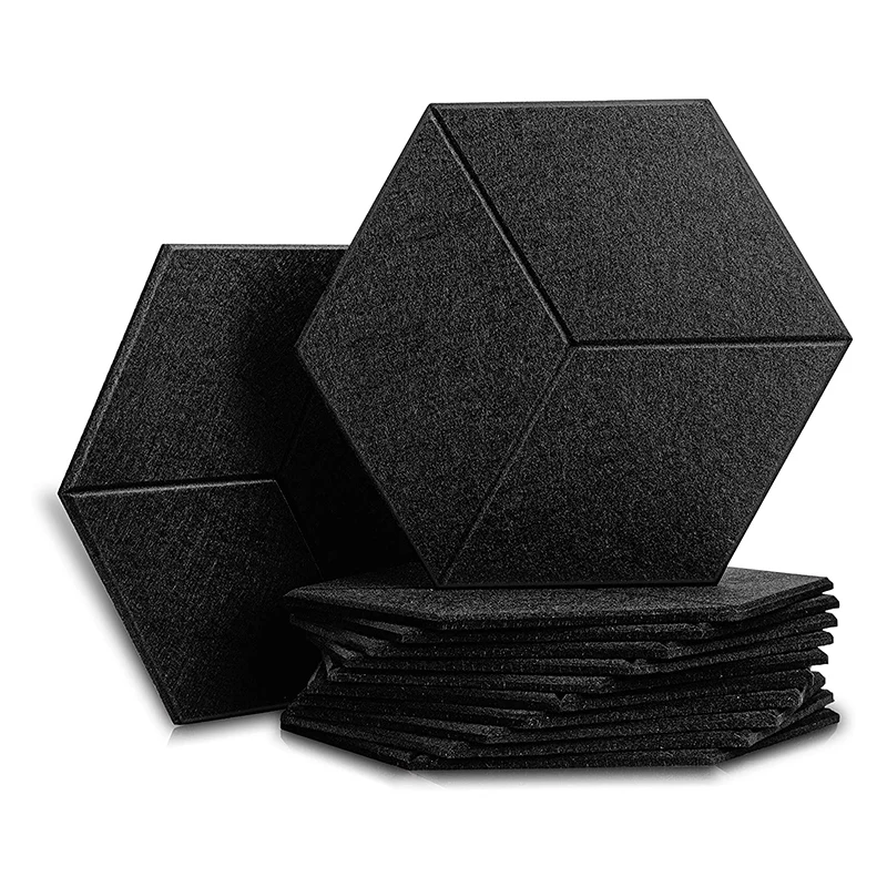 

Hot AD-12 Pcs Acoustic Panel Sound Insulation Board,Hexagon Sound Insulation Pad,for Sound Insulation &Acoustic Treatment,Black