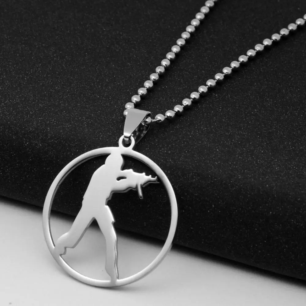 

5 Stainless Steel Anime Game CS Sign charm Necklace GO Counter-Strike Logo Symbol Round Global Offensive Pendant gift jewelry