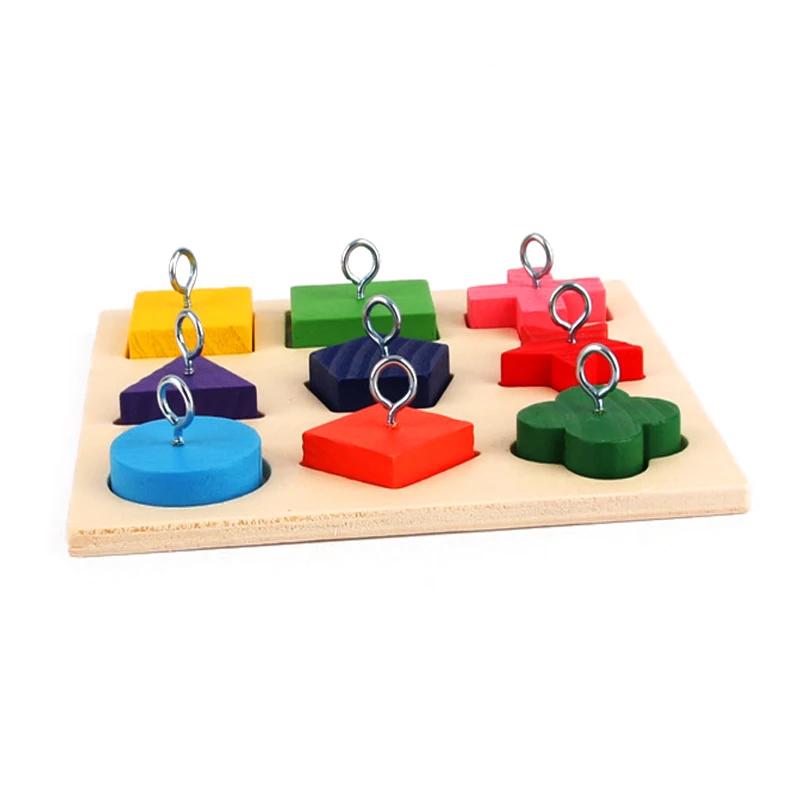 

Pet Educational Parrot Toys Interactive Training Colorful Wooden Block Birds Toy Puzzle Supplies DIY Accessories