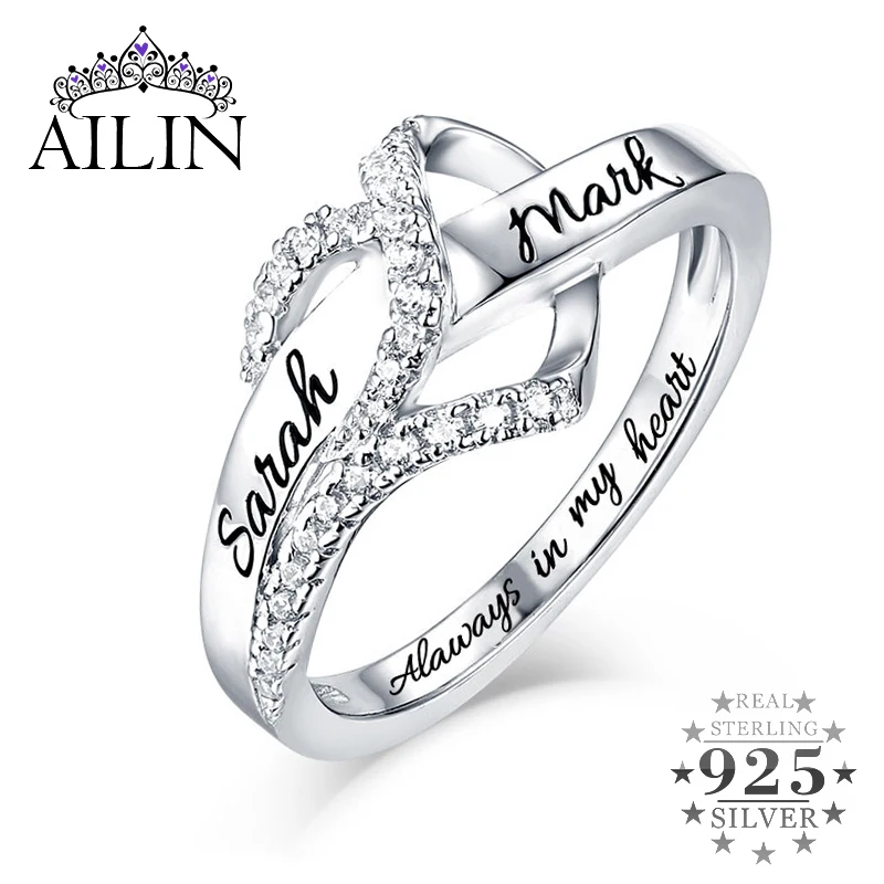 AILIN кольцо из стерлингового серебра 925 пробы с фианитом женское Платиновое