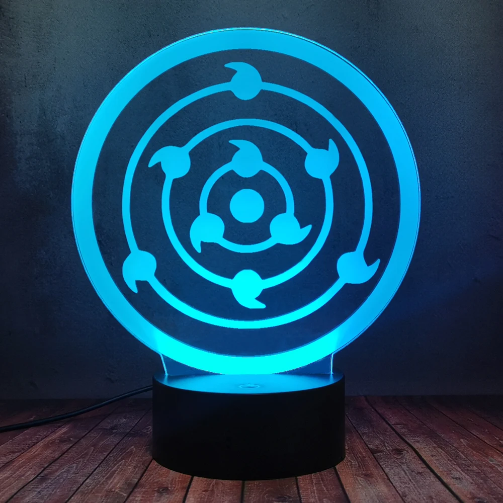 Вращающийся Rinnegan Eye Naruto Sasuke Uchiha Itachi Аниме Манга Мультфильм USB Ночник светильник