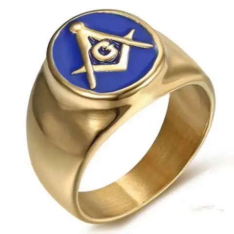 Модное мужское кольцо с синей эмалью в стиле масонской, Винтажное кольцо с буквой G, ювелирные изделия