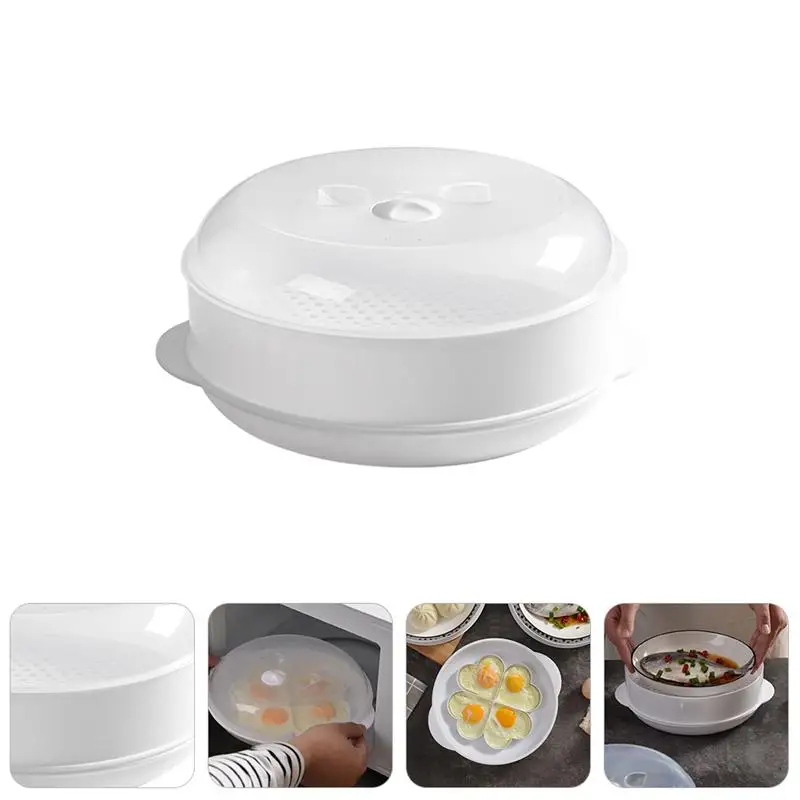 

1pc Steamer Holder Dim Sum Steam Box Microwave Oven Box with Lid (Single Layer)