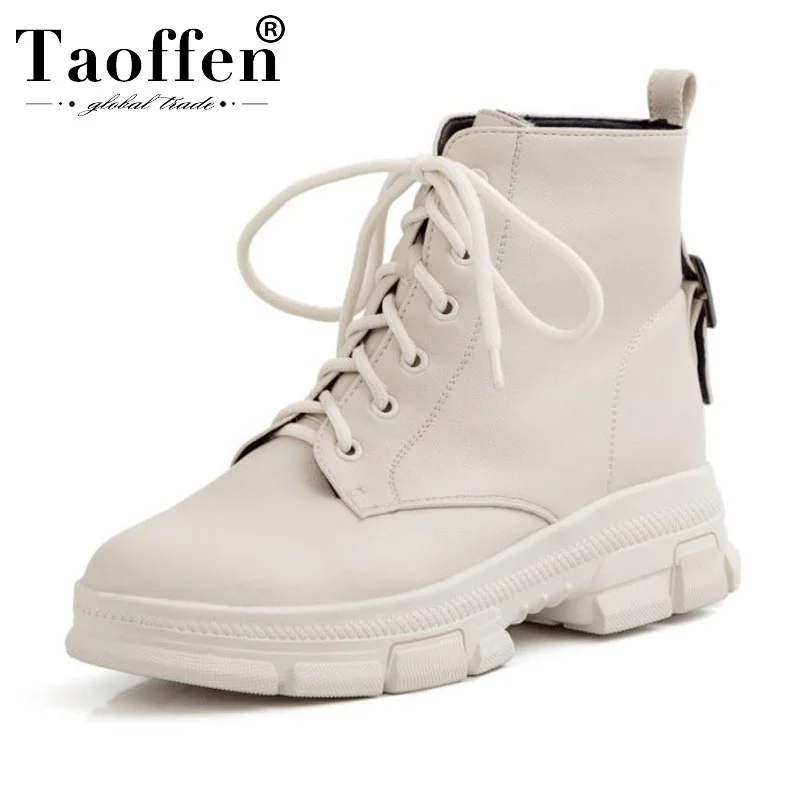 Женские Брендовые ботильоны на шнуровке Taoffen повседневные теплые полусапожки