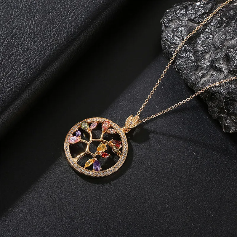 

ZSLBS Tree of Life Zircon Pendant Necklace For Women Wedding Party Swan Tree Shaped Charm Chain Necklaces Jewelry Collier Moda