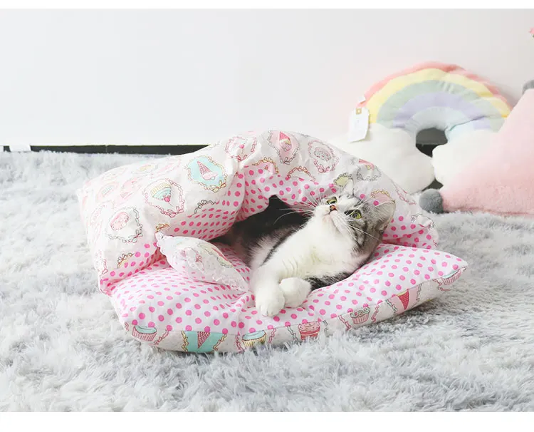 Домашнее животное Кошка Собака Кровать Дом зима Fodable круглая кровать кошка спальный коврик Конура гнездо для собак домашнее животное подушка котенок гнездо товары для домашних животных - Цвет: 4
