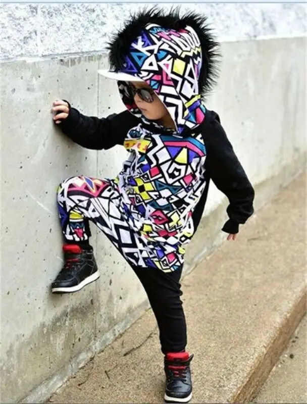Одежда для маленьких мальчиков 2019 Повседневный Спортивный костюм хип-хоп с