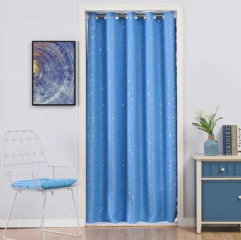 Star Pattern Thermal Door Curtains Blackout Cloth Curtain Grommet Top 5 Colors for Bathroom Kitchen Bedroom Door Balcony DW1233
