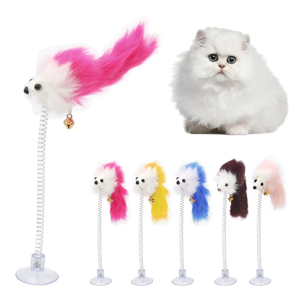 

Cat Feather Toys False Mouse Mice Shape Pet Toys With Suckers Pet Products Random Colour