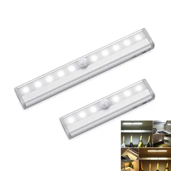6/10 LED Induction Under Cabinet Light Motion Sensor Closet Night Lamp Battery Powered Magnetic Strip Light For Kitchen Wardrobe 1