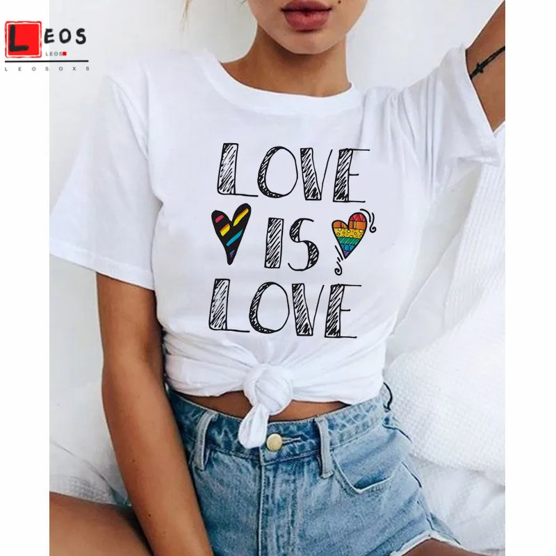 Футболка женская с радужным принтом Свободный Топ коротким рукавом для молодых