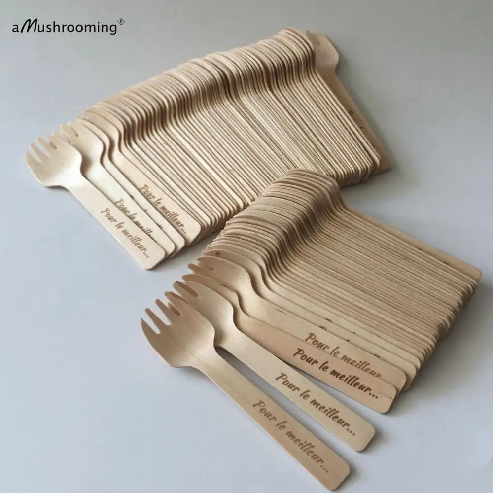 100 шт. персонализированные мини вилки на свадьбу день рождения буфетный стол из