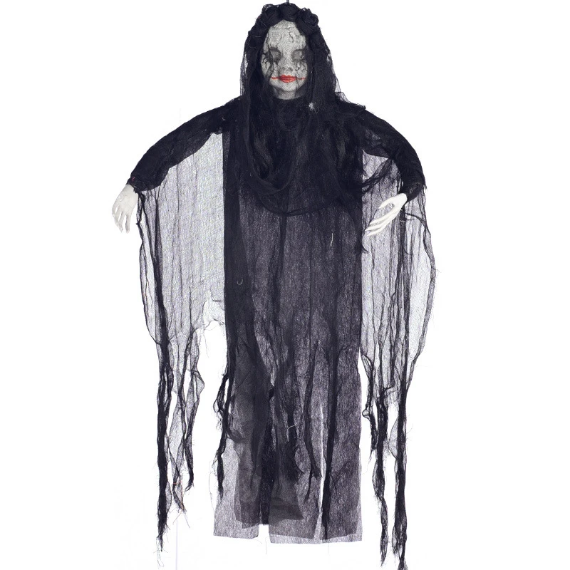 

Halloween Crack Black and White Female Ghost Hanging Ghost Haunted House Horror Theme Scene Layout Scary Voice Control Switch