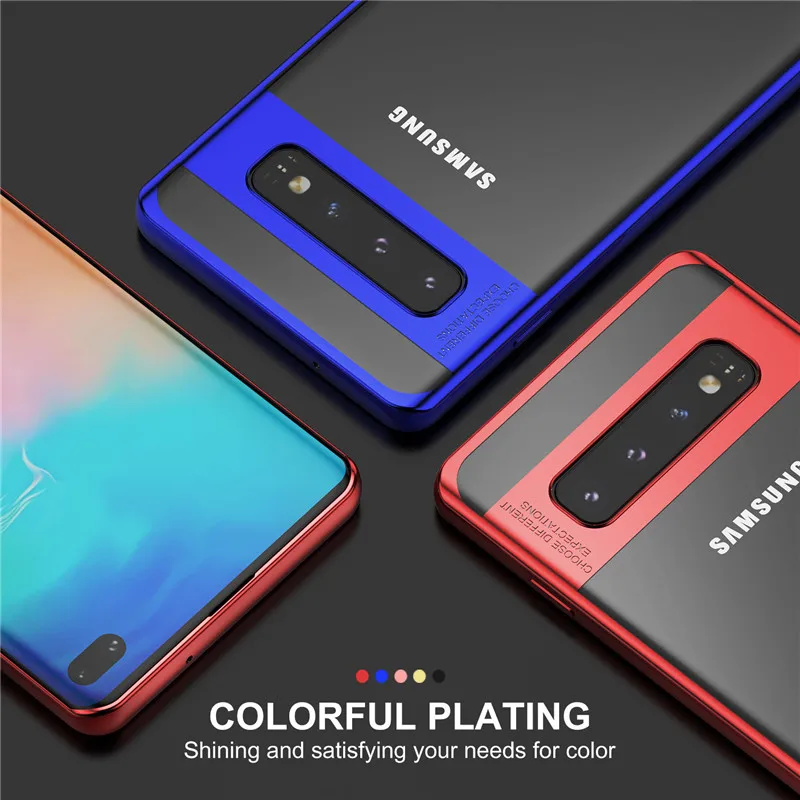USLION гальванический прозрачный силиконовый чехол для samsung Galaxy S10 S10E S9 S8 Plus S7 Edge Note 9 8