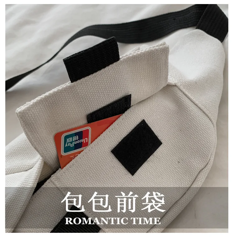 

Harajuku style trendy Men Backpack Hip Pop Canvas Boys Crossbody Chest Bag Shoes Pendant Student Bag