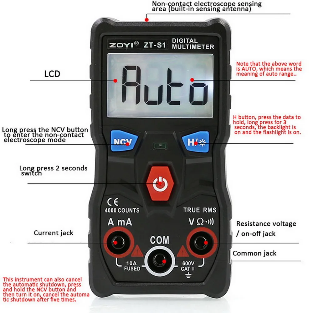Digital Multimeter Tester Autoranging True Rms LED Backlight+ Voltage | Инструменты