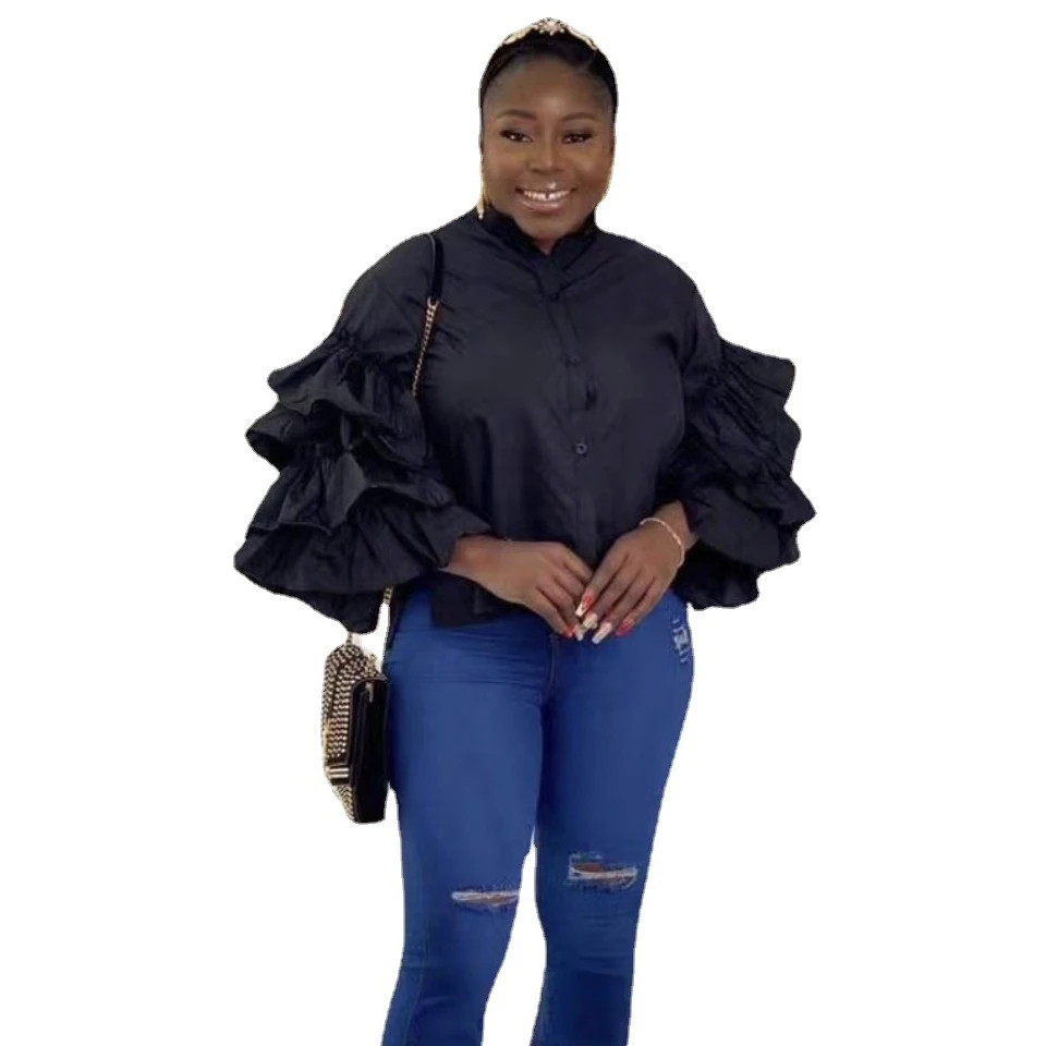 

White Blouses Woman Fashion 2020 Elegant Summer Ruffle Sleeve Blouse Womens Tops and Blouses Long Sleeve Shirt Blusas Elegantes