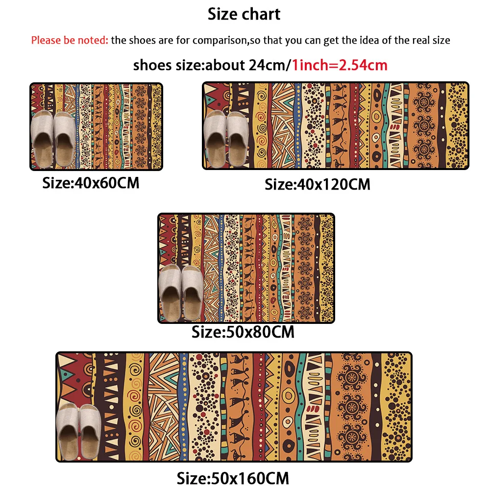 Абстрактный геометрический кухонный коврик в национальном стиле красный