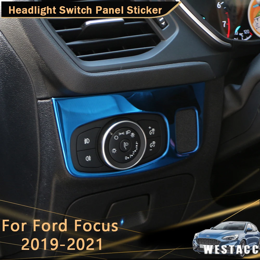 Для Ford Focus 2019 - 2021 Автомобильная фара из нержавеющей стали переключатель света