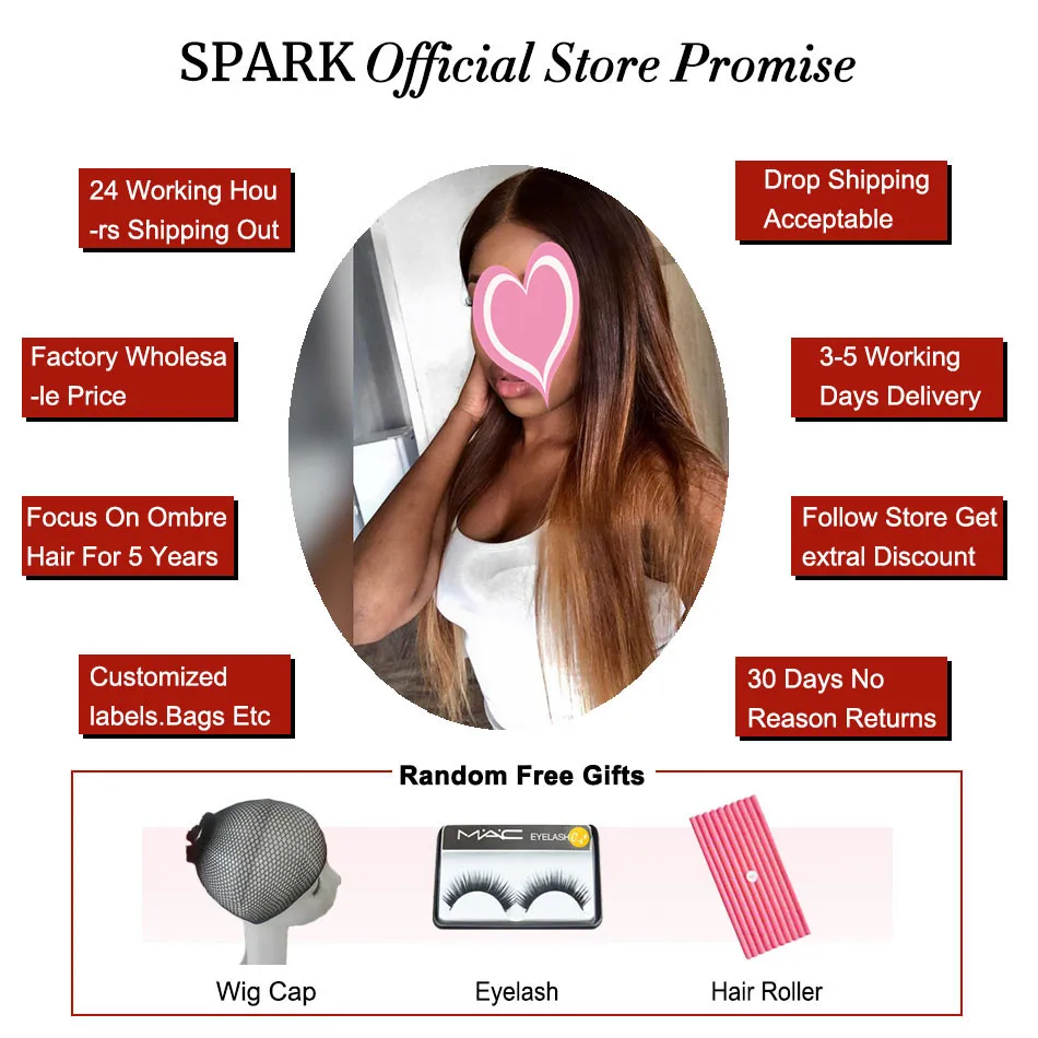 Spark 1B/4/30& 1B/4/27 эффектом деграде(переход от темного к бразильские прямые волосы 1/3/4 шт. Волосы remy пучки волос плетение Пряди человеческих волос для наращивания Инструменты для завивки волос
