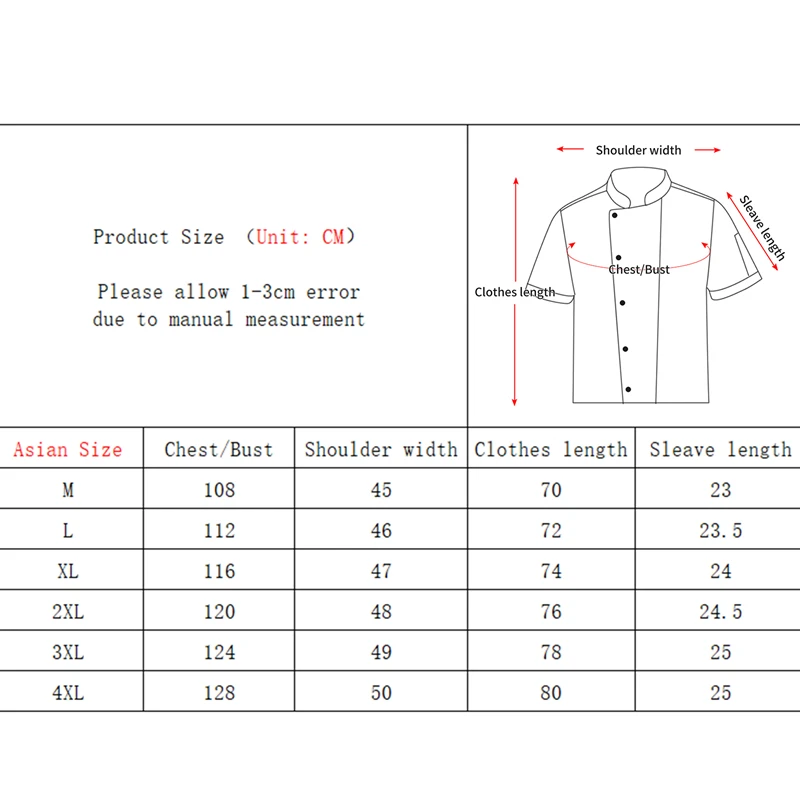 

Summer Men Women Chef Uniform Short Sleeve Chef Jacket Professional Cook Coat Single Breasted Hotel Kitchen Work Clothes