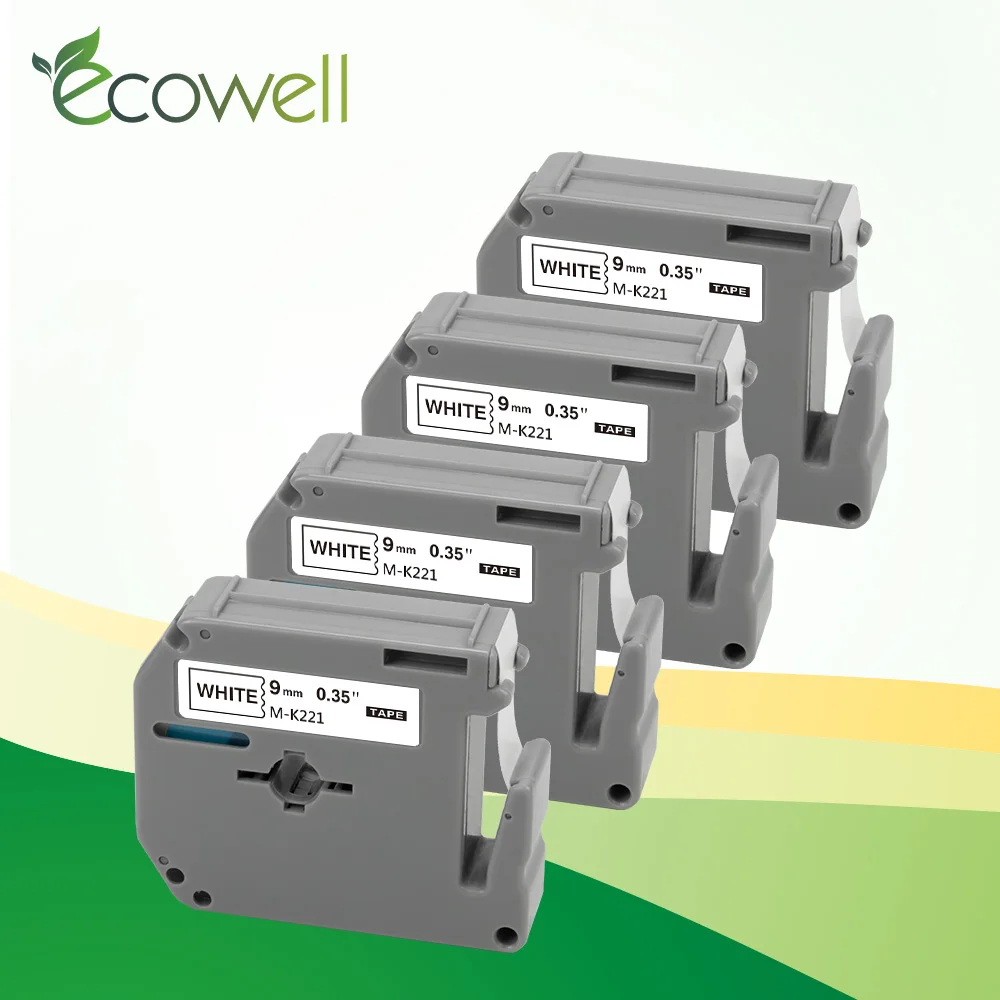 Лента для принтера Ecowell 4 шт. mk221 mk 221 лента этикеток черного и белого цвета