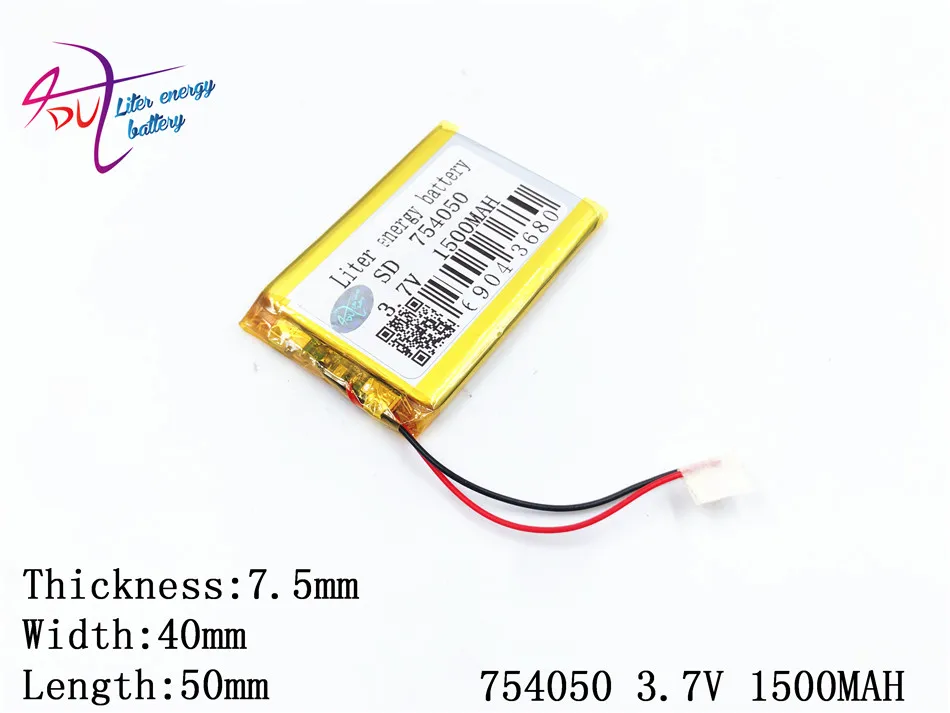 

3.7V,1500mAH 754050 PLIB; polymer lithium ion / Li-ion battery for dvr,GPS,mp3,mp4,cell phone,speaker