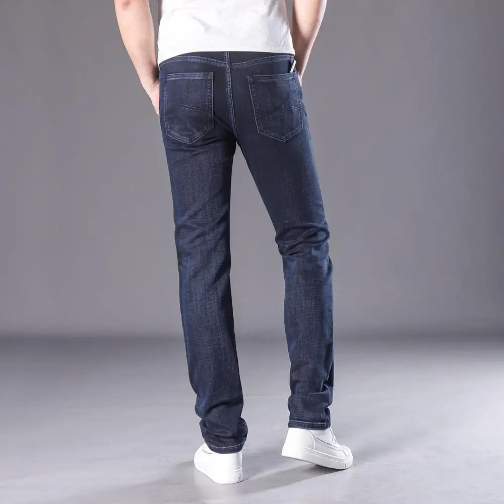 

Spring Autumn 2020 Men's Smart Jeans Business Fashion Straight Regular Blue Stretch Denim Trousers Classic Men Plus Size 29-42