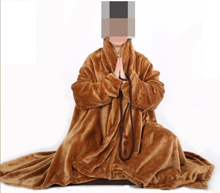 Зимняя теплая фланелевая накидка унисекс для буддистского монаха йоги плащ