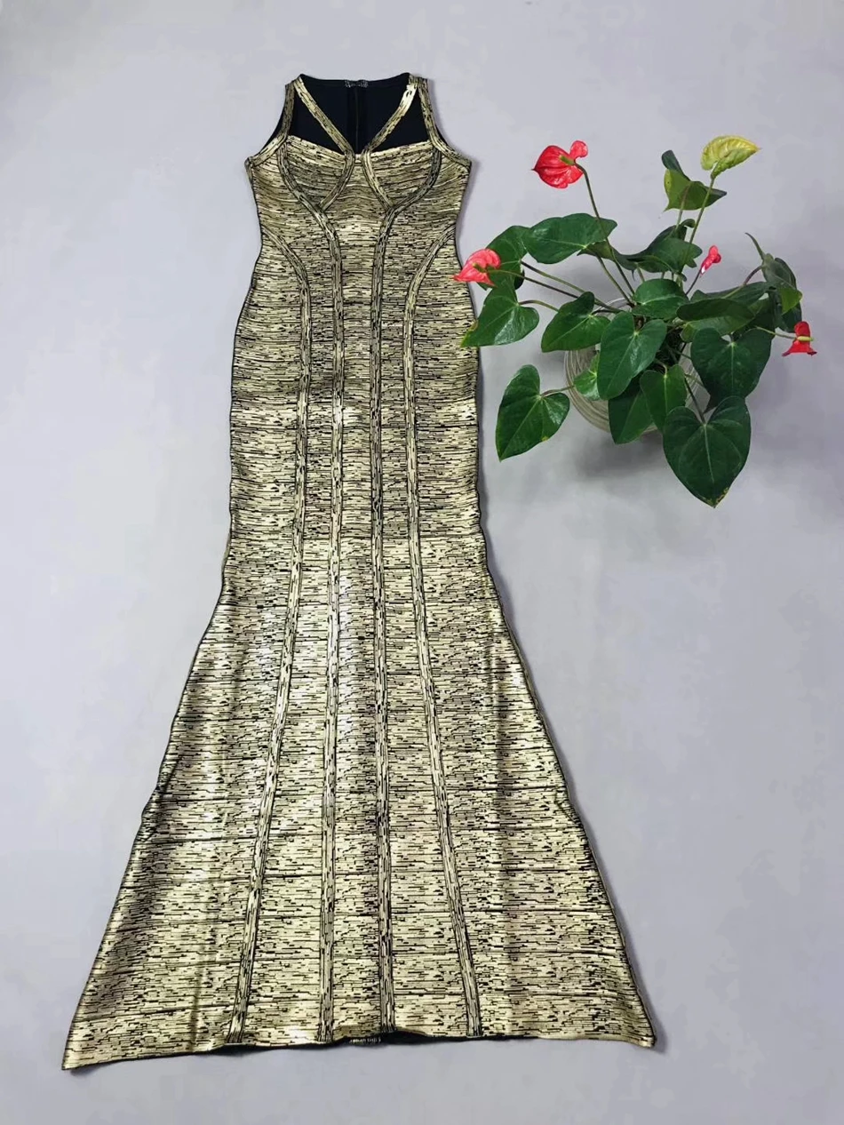 LEGER BABE/осеннее Новое Бандажное платье черного, золотого, серебряного цвета из вискозы, женское длинное платье без рукавов, вечернее платье, макси, Русалка, облегающее платье