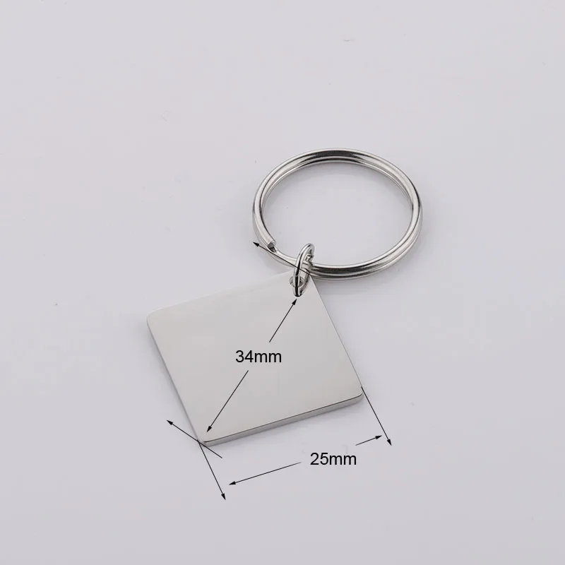 

Fashion Cars Key Decorations Chain Custom Keychains Engraved Plating Stainless Steel Square Pendant Keychaiin Plant Keychain