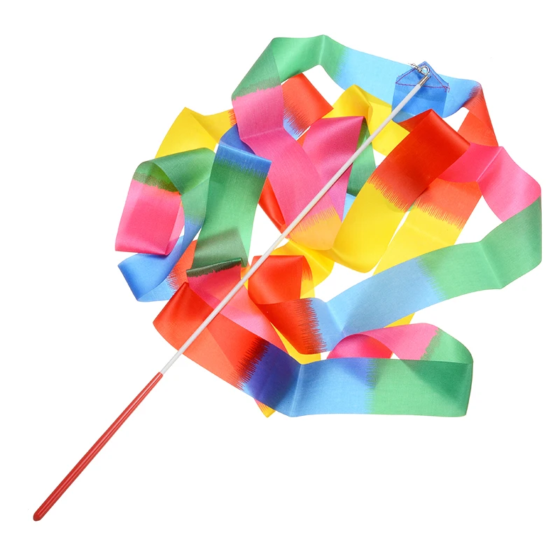 Разноцветная лента для танцев в тренажерном зале 4 м на палочке ритмичная