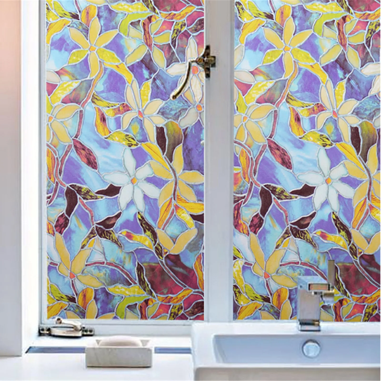 3D статическая конфиденциальность цветной тюльпан цветок декоративная пленка