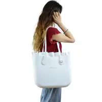 Ambag Obag O Style DIY Classic Big Bag with Zip-Up Pure Color Inner Colorful Long Leather Handles Women Fashion Purse Handbag