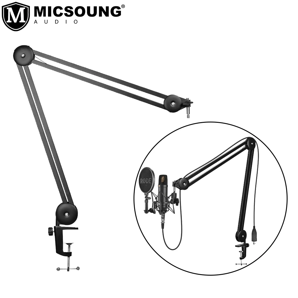 

Boom Arm Microphone Stand Heavy Duty Adjustable Suspension Scissor Spring Built-in Mic Stand For Blue Yeti Blue Snowball Bracket