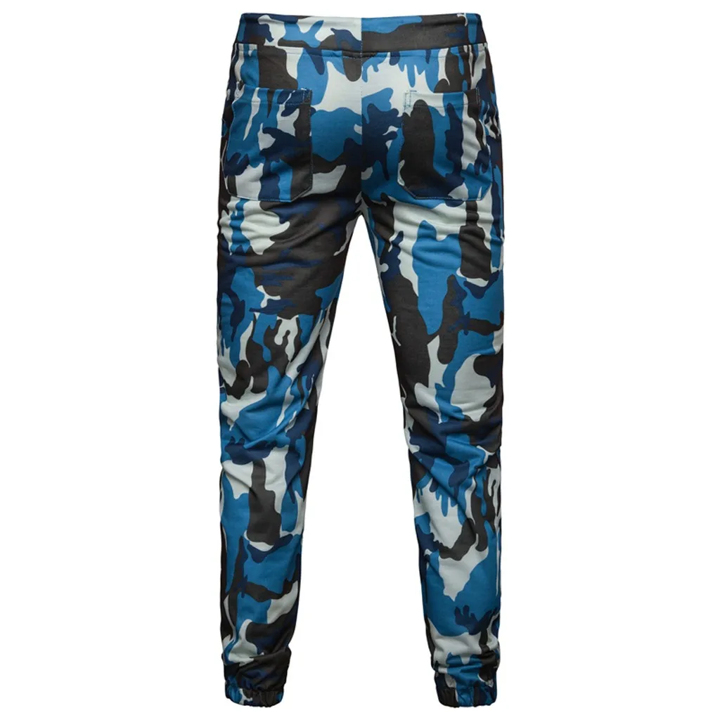 

Summer New Fashion Fashion Mens Casual Joggers Camouflage Pocket Drawstring Camo Pants Trouser Casual Sports Elastic Z0314