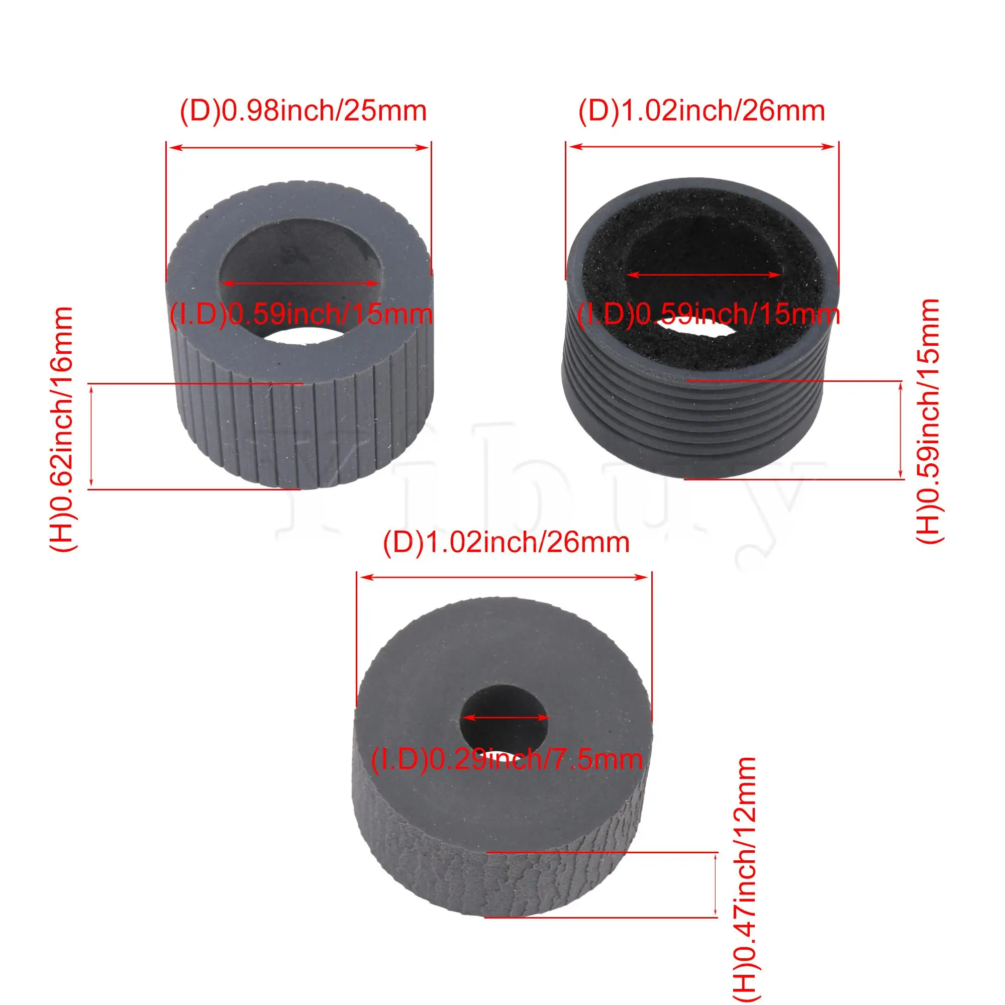 

6x Sponge & Rubber Printer Pickup Roller Replacement for pa03338 Grey