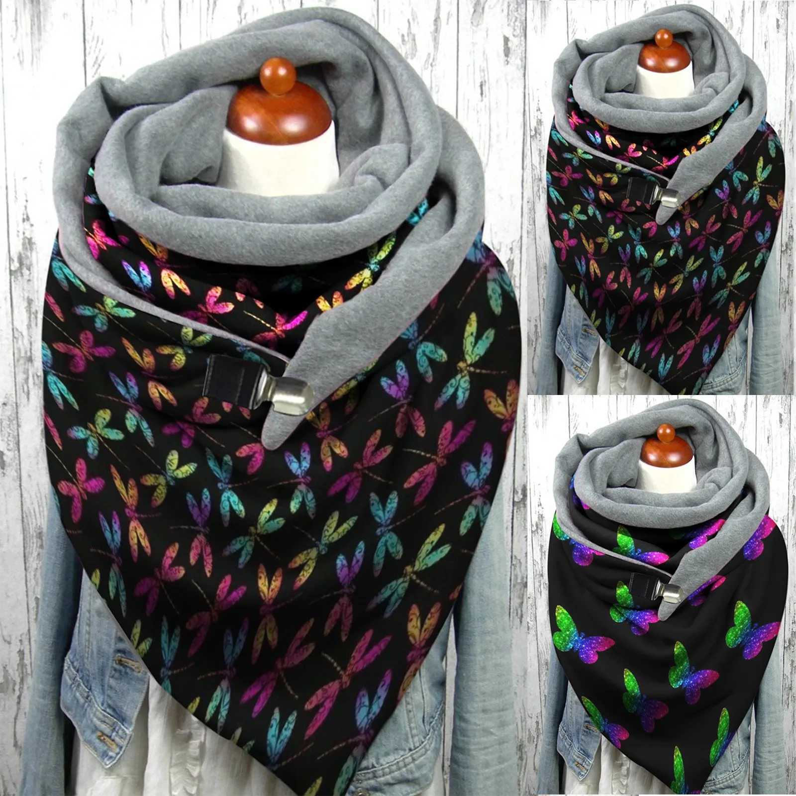 

2021 Fashion Winter Women Scarf Printed Retro Printing Button Soft Wrap Casual Warm Scarves Shawls Warm Scarf Women шарф бандана