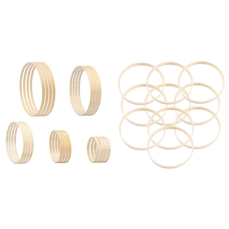 40Pcs Dream Catcher Hoops 5 Different Sizes Wooden Bamboo Circle Ring For DIY Wedding Wreath Crafts Making | Дом и сад