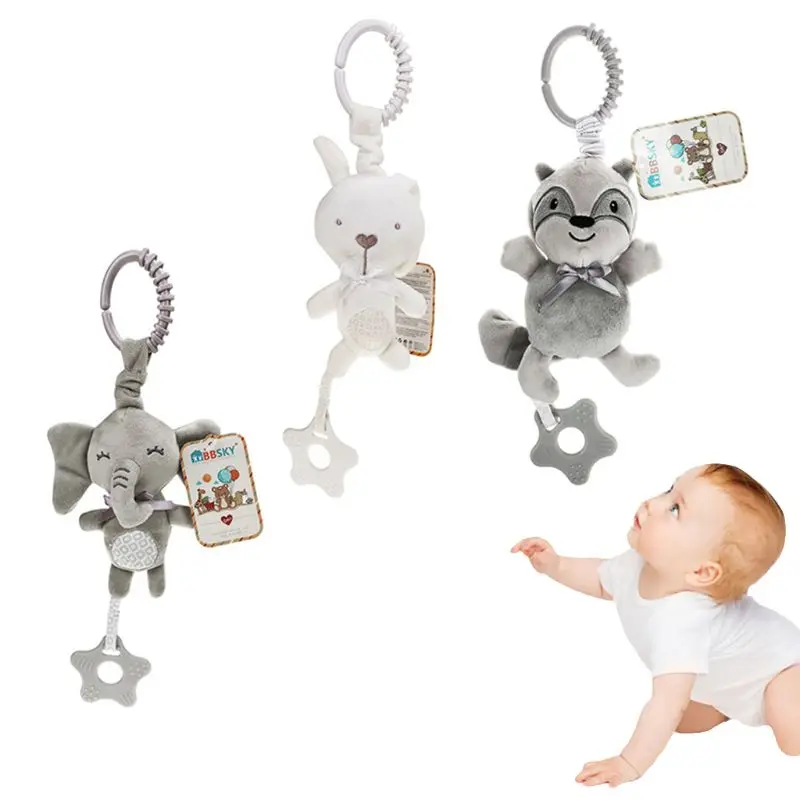 

Baby Stroller Rattles with Teether Infant Crib Plush Musical Doll Hanging Toys N0HD
