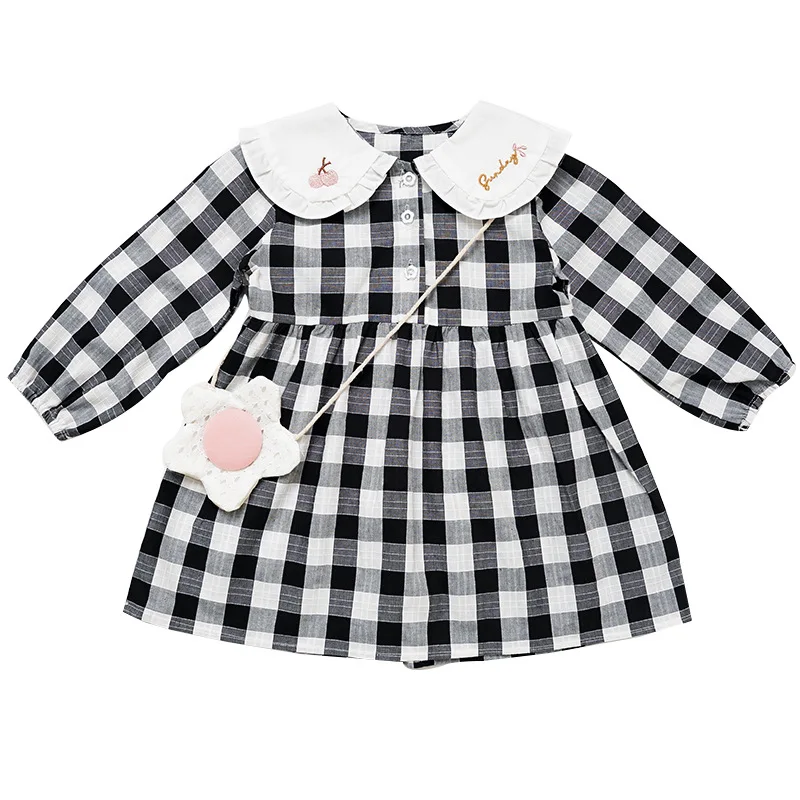 2021 Black Grid Spring Summer Girls Dress Kids Teenagers Children Clothes Outwear Special Occasion Long Sleeve High Quality images - 6