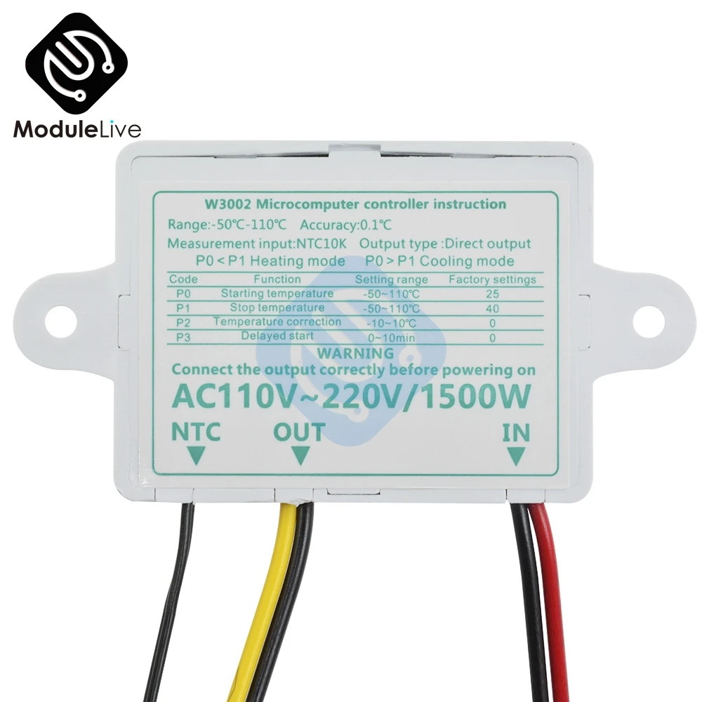Цифровой светодиодный регулятор температуры 220 W3002 10 А 12 В 24 XH W3001 переменного тока