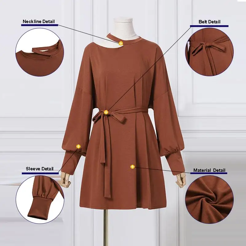 Блузка ZANZEA женская с поясом модная туника открытыми плечами и пышными рукавами